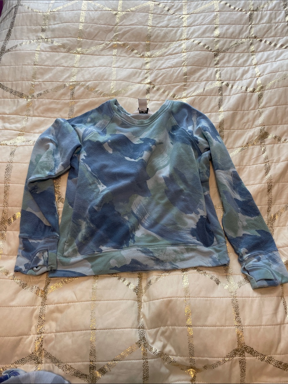 Athleta Girl Blue Green Camo Pullover